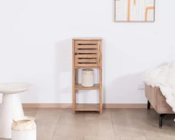 Online Etagère de rangement en acacia avec un compartiment en persienne
