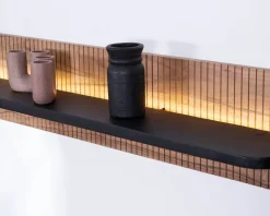 Outlet Etagère murale en acacia avec éclairage LED "Bopee" Etagère|Décoration