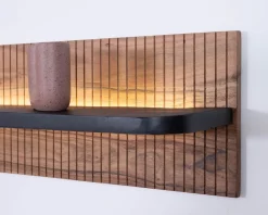 Outlet Etagère murale en acacia avec éclairage LED