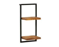 Hot Etagère murale 2 tablettes en teck naturel recyclé et métal "Ulva" Rangement|Décoration