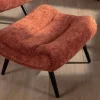New Fauteuil avec repose-pieds en tissu terracotta en velours "Caspe" Fauteuil
