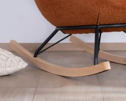 Outlet Fauteuil à bascule contemporain en tissu bouclette terracotta "Calista" Fauteuil