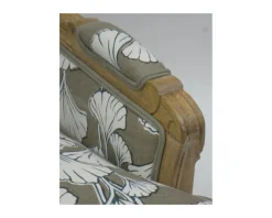 Outlet Fauteuil bergère imprimé ginko taupe et crème 