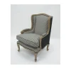 Hot Fauteuil bergère "Sofia" bois massif et tissu noir et blanc à losanges Fauteuil Bergère