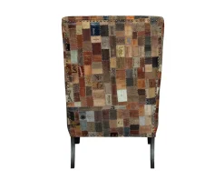 Outlet Fauteuil bergère 100% unique tissu recyclé et bois "Pop Vintage" Fauteuil Bergère
