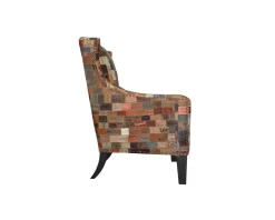 Outlet Fauteuil bergère 100% unique tissu recyclé et bois 