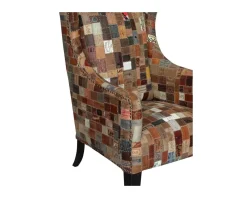 Outlet Fauteuil bergère 100% unique tissu recyclé et bois 