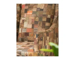 Outlet Fauteuil bergère 100% unique tissu recyclé et bois 