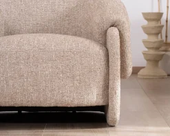 Clearance Fauteuil club revisité « Sweet Culture » en tissu marron chiné esprit vintage contemporain Fauteuil