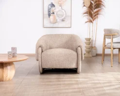 Clearance Fauteuil club revisité « Sweet Culture » en tissu marron chiné esprit vintage contemporain Fauteuil