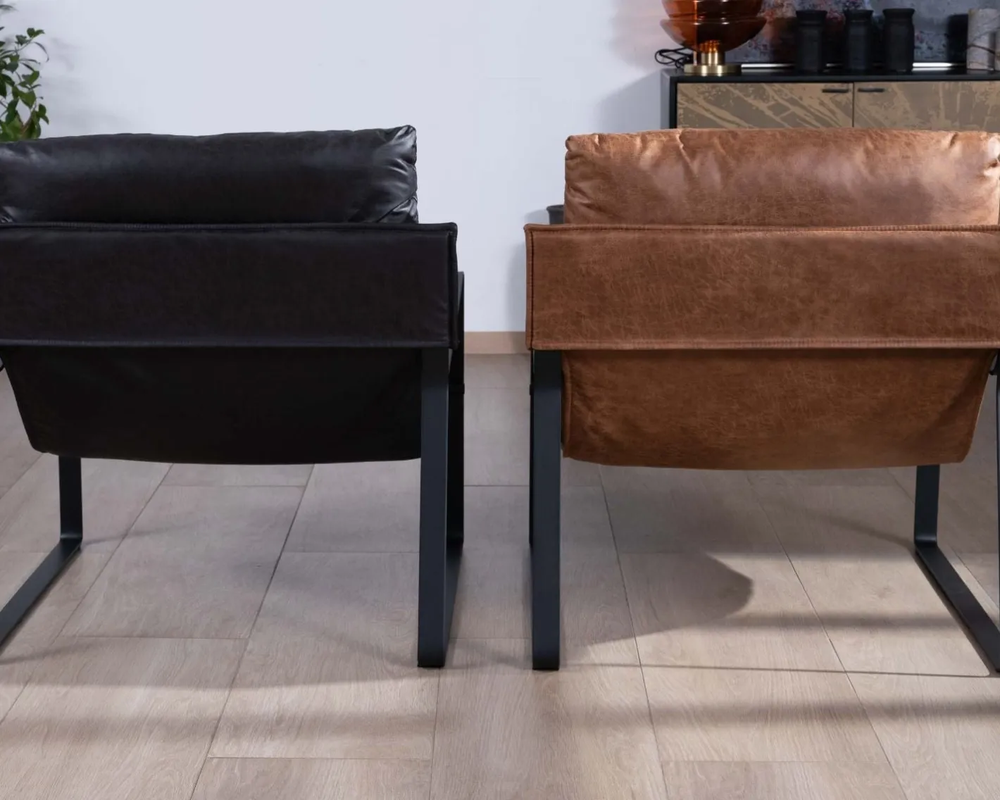 Discount Fauteuil club revisité tissu anthracite et métal noir "Torsten" Fauteuil