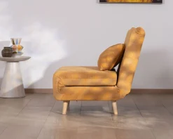 Discount Fauteuil cosy convertible "Folda" en tissu jaune moutarde Fauteuil