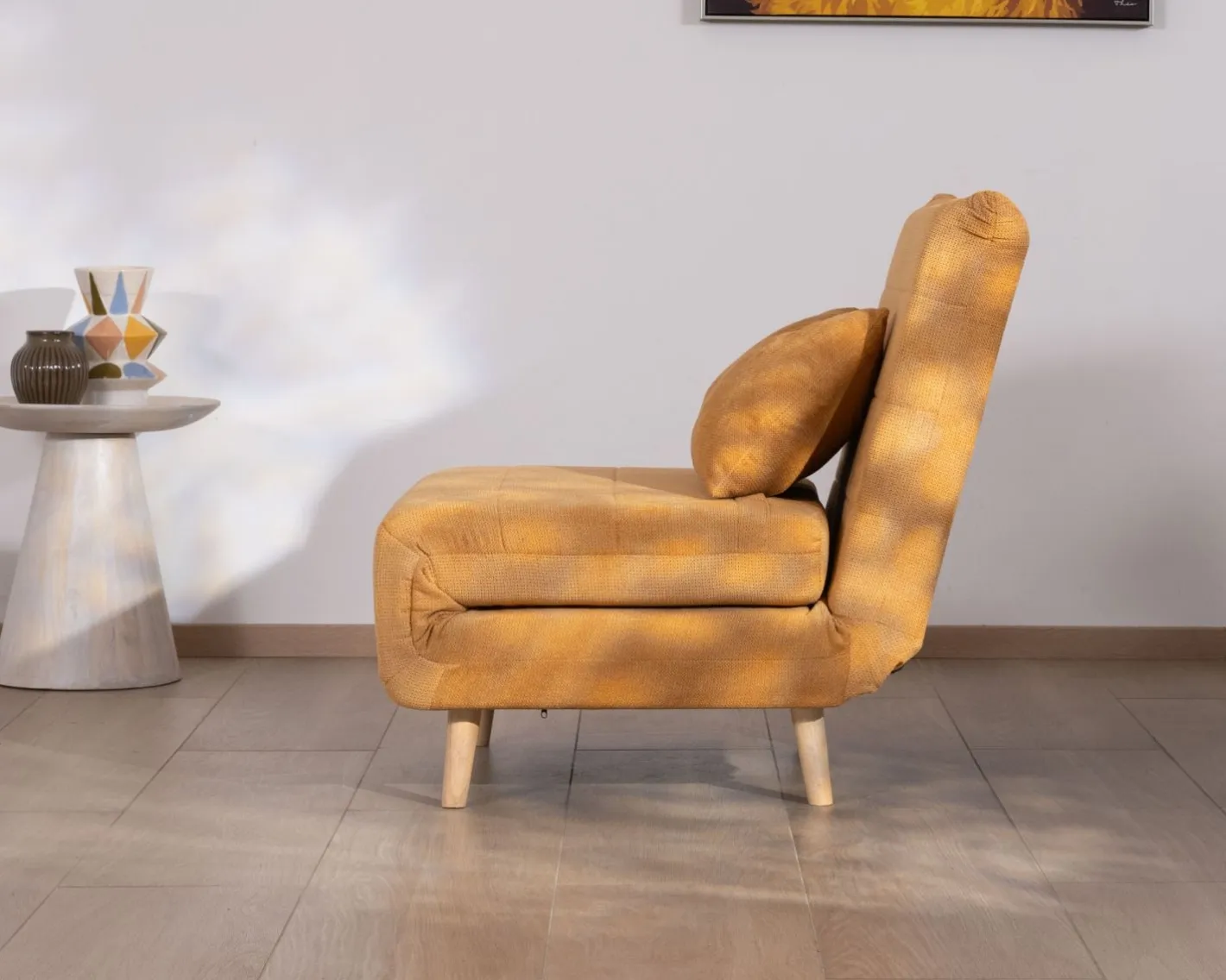 Discount Fauteuil cosy convertible "Folda" en tissu jaune moutarde Fauteuil