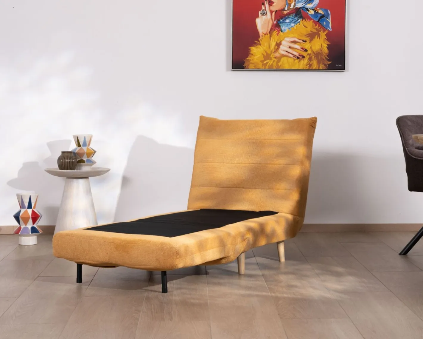 Discount Fauteuil cosy convertible "Folda" en tissu jaune moutarde Fauteuil