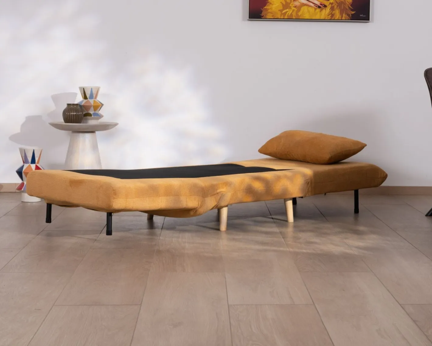 Discount Fauteuil cosy convertible "Folda" en tissu jaune moutarde Fauteuil