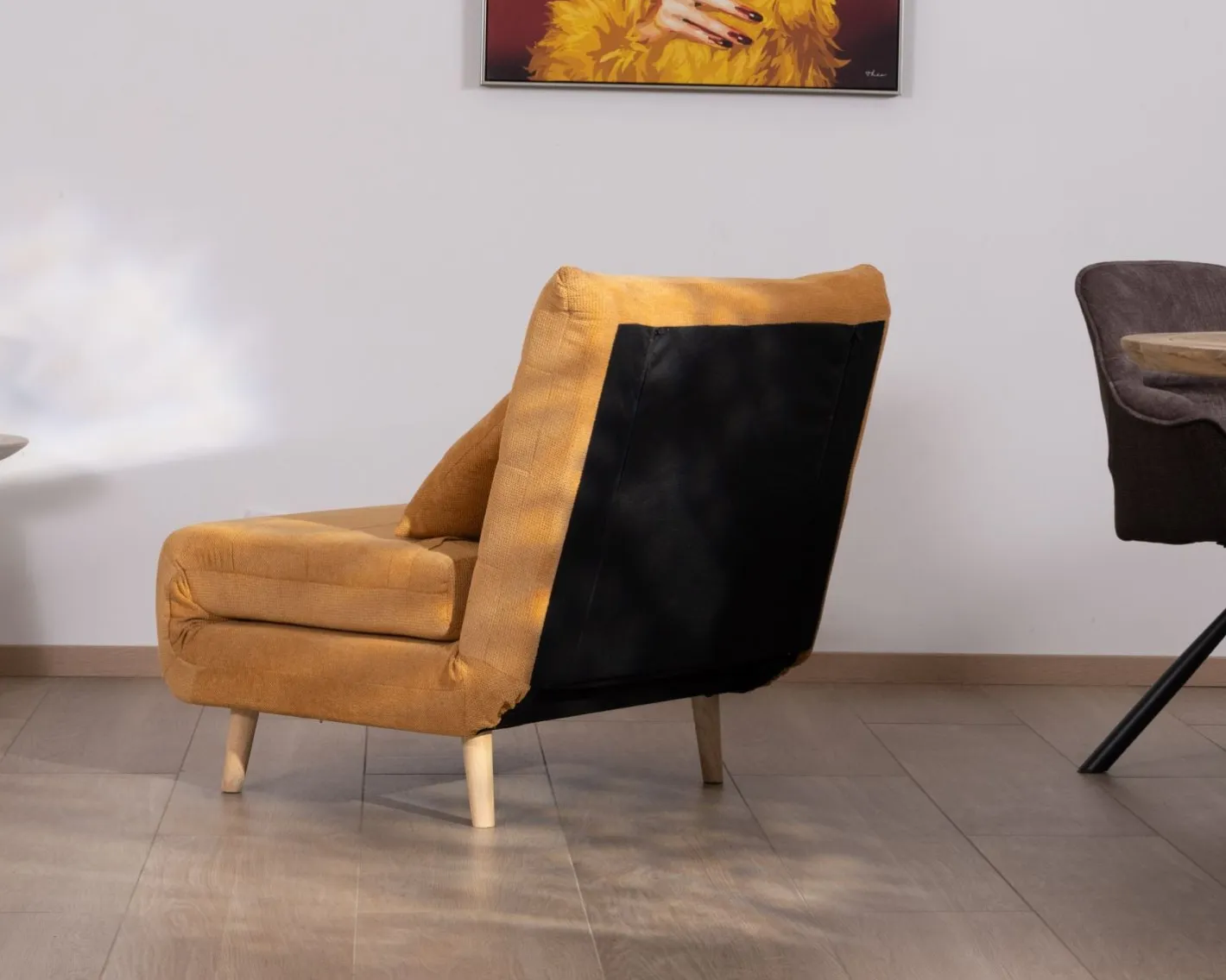 Discount Fauteuil cosy convertible "Folda" en tissu jaune moutarde Fauteuil
