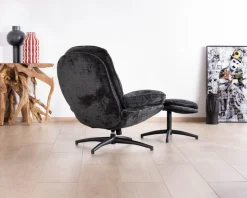 Online Fauteuil cosy rotatif design rétro en tissu gris 