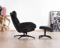 Online Fauteuil cosy rotatif design rétro en tissu gris 