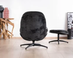 Online Fauteuil cosy rotatif design rétro en tissu gris 