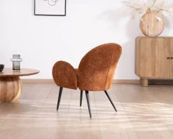 Outlet Fauteuil d'appoint esprit rétro avec accoudoirs en tissu cuivré duveteux "Luno" Fauteuil