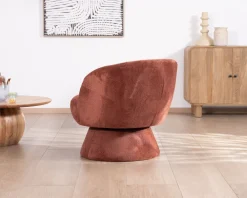 Online Fauteuil d'appoint pivotant en tissu chenillé terracotta