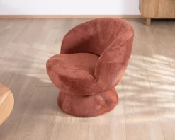 Online Fauteuil d'appoint pivotant en tissu chenillé terracotta