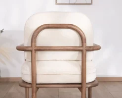 Hot Fauteuil d'appoint style rétro "Pio" tissu bouclette écru Fauteuil