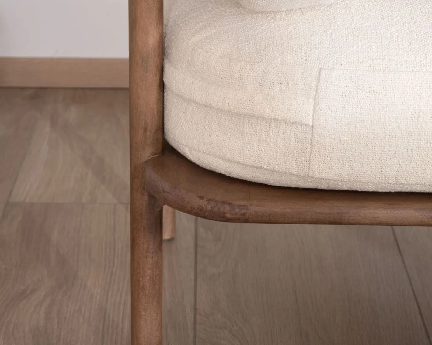 Hot Fauteuil d'appoint style rétro "Pio" tissu bouclette écru Fauteuil