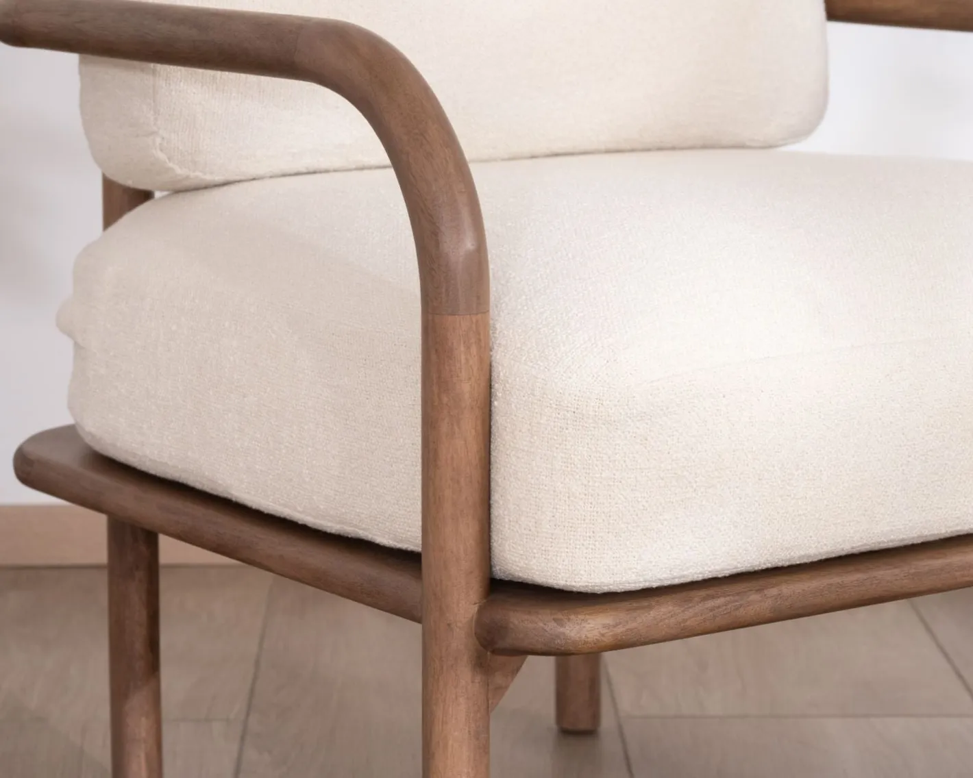 Hot Fauteuil d'appoint style rétro "Pio" tissu bouclette écru Fauteuil
