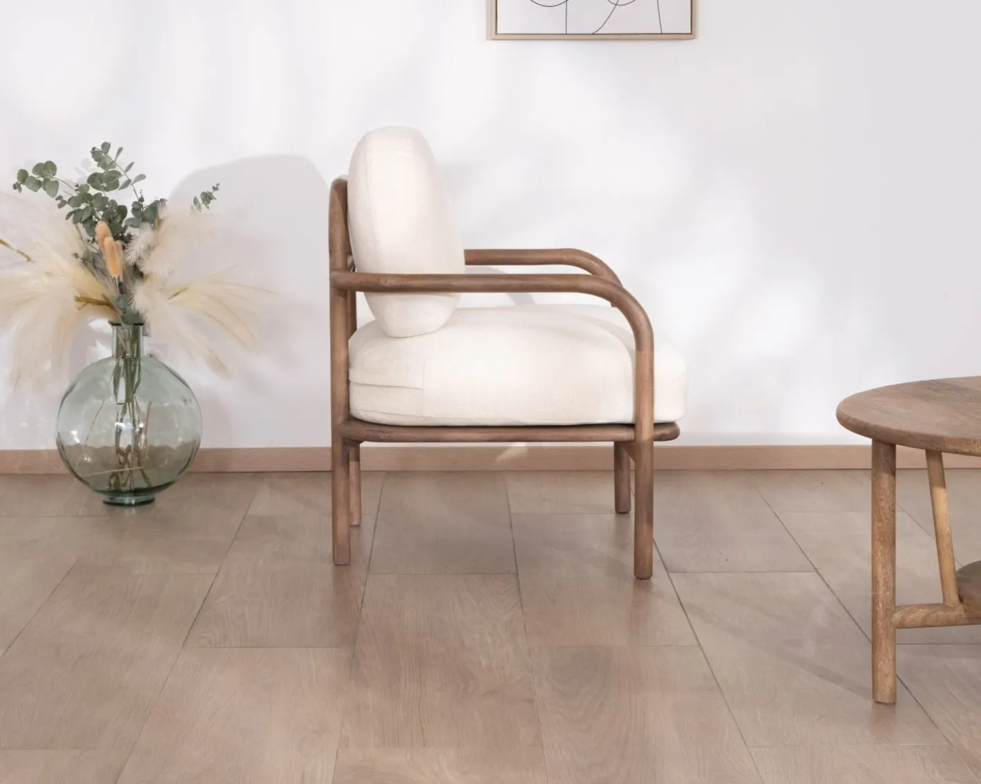 Hot Fauteuil d'appoint style rétro "Pio" tissu bouclette écru Fauteuil