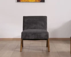 Hot Fauteuil déco anthracite style rétro "Tolga" pieds boomerang Fauteuil
