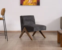Hot Fauteuil déco anthracite style rétro