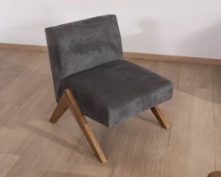 Hot Fauteuil déco anthracite style rétro