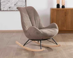 Hot Fauteuil de détente à bascule contemporain en tissu bouclette taupe