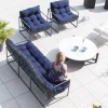 Hot Fauteuil de jardin chic et confortable bleu foncé et aluminium gris "Maluku Island" Fauteuil De Jardin