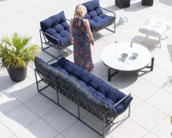 Hot Fauteuil de jardin chic et confortable bleu foncé et aluminium gris 