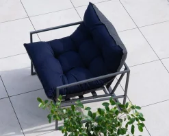 Hot Fauteuil de jardin chic et confortable bleu foncé et aluminium gris 