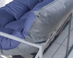 Hot Fauteuil de jardin chic et confortable bleu foncé et aluminium gris 