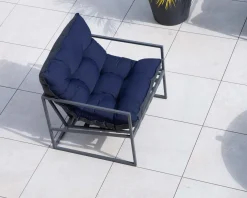 Hot Fauteuil de jardin chic et confortable bleu foncé et aluminium gris 