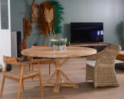 Sale Fauteuil de jardin en rotin kubu grisé, assise en tissu 