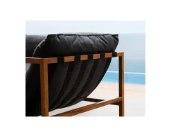 New Fauteuil de jardin en teck et tissu Sunbrella 