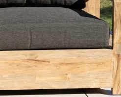 Sale Fauteuil de jardin haut de gamme "Zénith" en teck matelassé tissu gris foncé Salon De Jardin|Fauteuil De Jardin