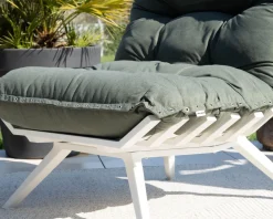 Best Fauteuil de jardin ultra confort en tissu vert kaki avec repose pieds modulaire "Lisca" Bain De Soleil|Fauteuil De Jardin