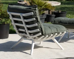 Best Fauteuil de jardin ultra confort en tissu vert kaki avec repose pieds modulaire "Lisca" Bain De Soleil|Fauteuil De Jardin
