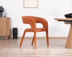 Outlet Fauteuil de repas design en tissu terracotta ultra confort 