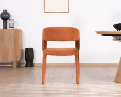 Outlet Fauteuil de repas design en tissu terracotta ultra confort 