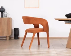 Outlet Fauteuil de repas design en tissu terracotta ultra confort 
