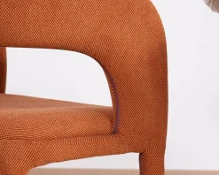 Outlet Fauteuil de repas design en tissu terracotta ultra confort 
