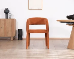 Outlet Fauteuil de repas design en tissu terracotta ultra confort 