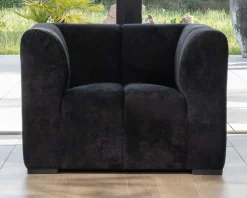 Online Fauteuil design cubique en velours anthracite avec surpiqures "Enjoy Home" Fauteuil